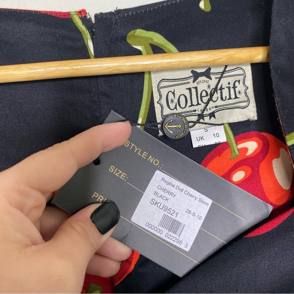 ✨NWT Collectif Regina Doll Cherry Stem Pinup Rockabilly 50s Midi Dress Small 6 - Picture 6 of 12